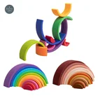 2021 новые радужные силиконовые детские игрушки Монтессори радужные строительные блоки силиконовые Ранние развивающие игрушки для детей