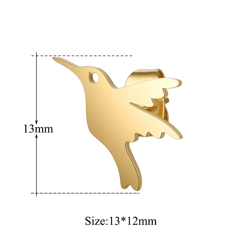 100% 316L Stainless Steel Night Owl Humming Bird Swallow Stud Earring for Women Simple Jewelry Dropshipping | Украшения и