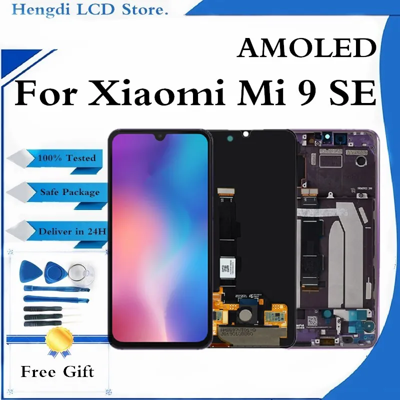 

ЖК-дисплей AMOLED для Xiaomi MI 9 SE Mi9 SE, ЖК-дисплей с рамкой и дигитайзером сенсорного экрана для MI 9Se, сменная деталь