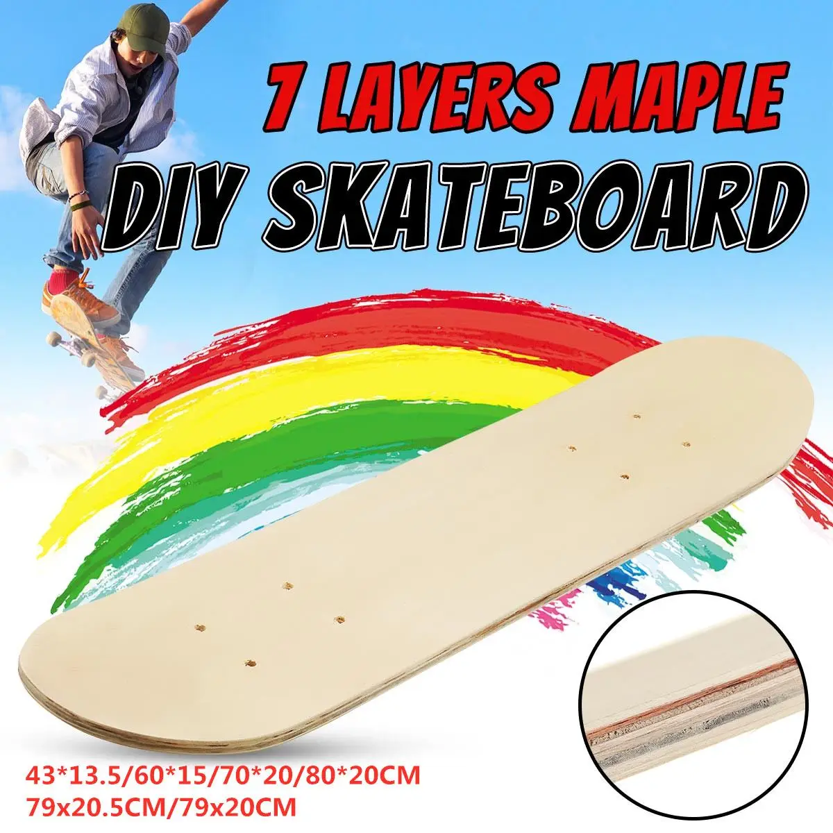 

8/7 Layers 8inch Maple Blank Skateboard Double Concave Skateboards Natural Skate Deck Board Skateboard Maple Longboard DIY Part