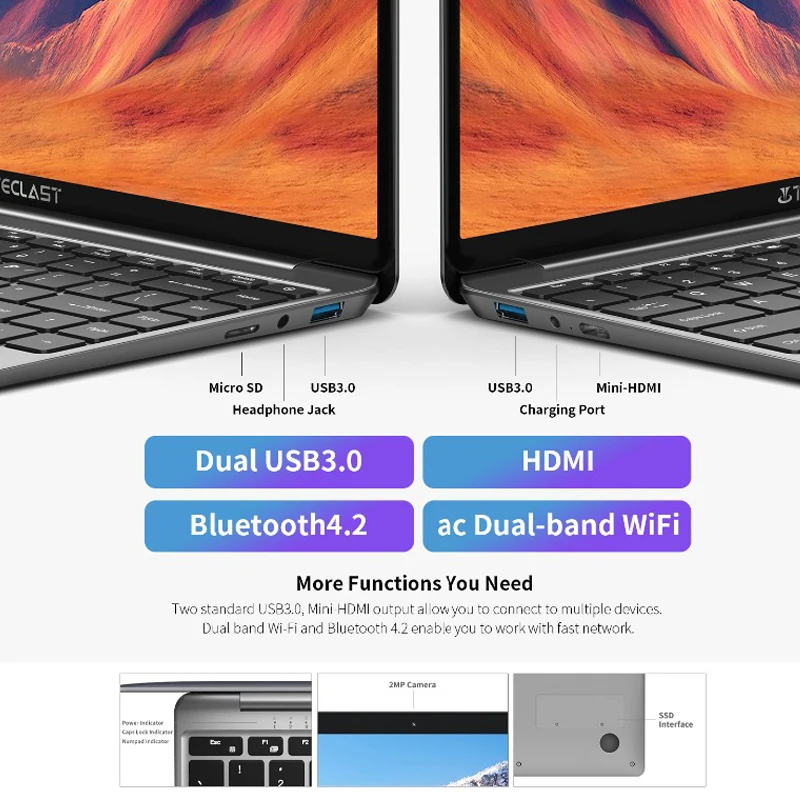 Teclast F7S ноутбук 14 1 &quot8 ГБ ОЗУ 128 Гб SSD Windows 10 Intel N3350 двухъядерный 2 4 ГГц 2.0MP