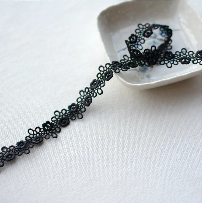 5 ярдов/лот ширина 1 6 см черно-белая Нежная кружевная отделка Водорастворимая