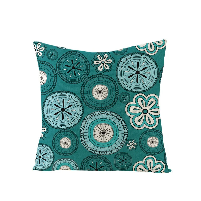 

New 4PCS Pillow Case Flax 45X45 Square Decorative Cushion Cover for Sofa Home Decor Printed Throw Pillowcase