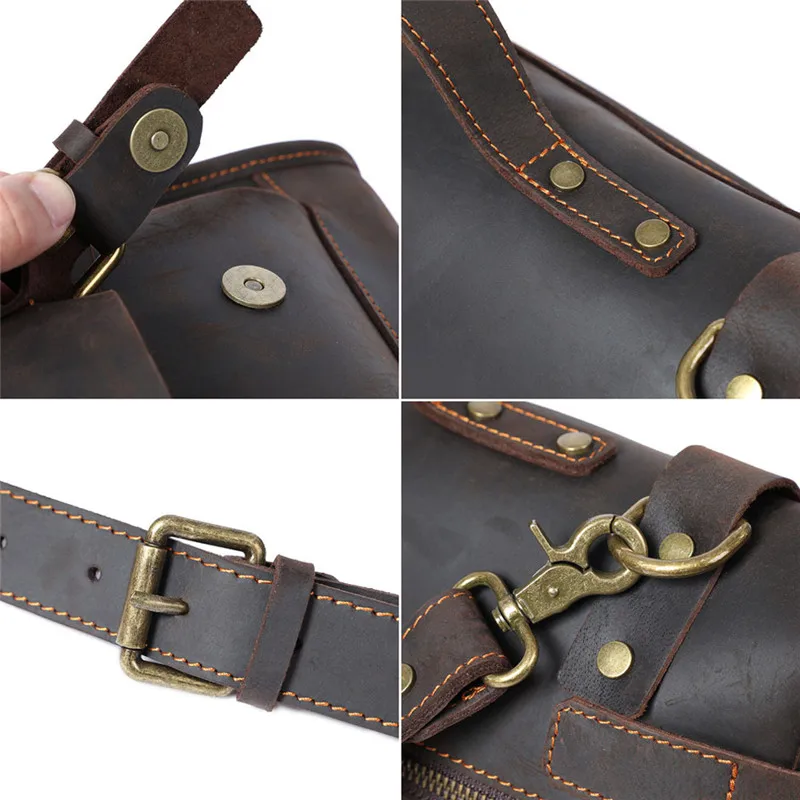 Retro men's genuine leather briefcase natural cowhide messenger bag daily simple large-capacity shoulder bag computer bag