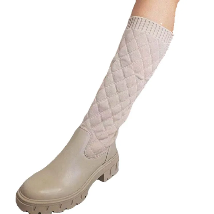 

Женские сапоги до колена, черные или белые сапоги на массивном каблуке