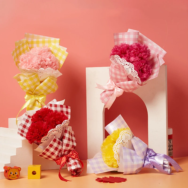 

Children Crafts Kids DIY Flower Bouquet Plant Kindergarten Learning Education Toys Aids Toy Carnation Handmade Father’s Gifts