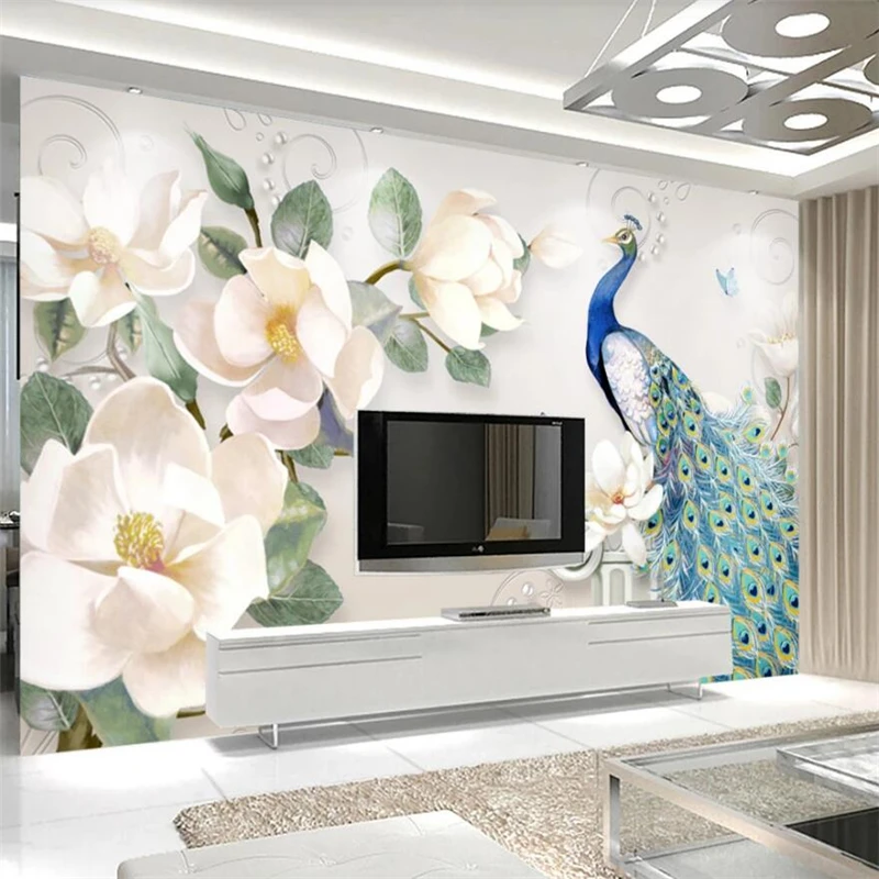 

beibehang Custom wallpaper 3D modern minimalist hand painted oil painting flower European TV background wall decoration painting