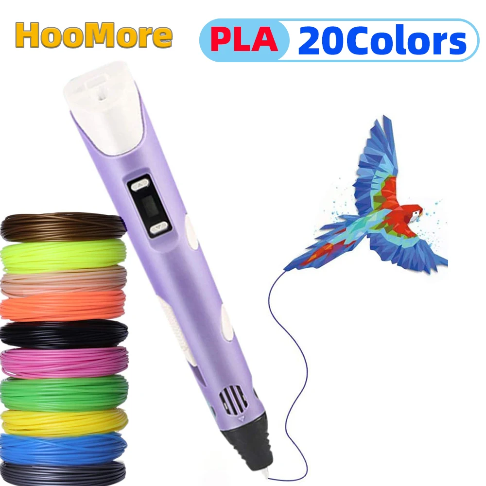 

HooMore 3D Printer Pen Children DIY Printing Pencil With 1.75mm PLA Filament Refill Creative Toy Birthday Gift For Kids Design