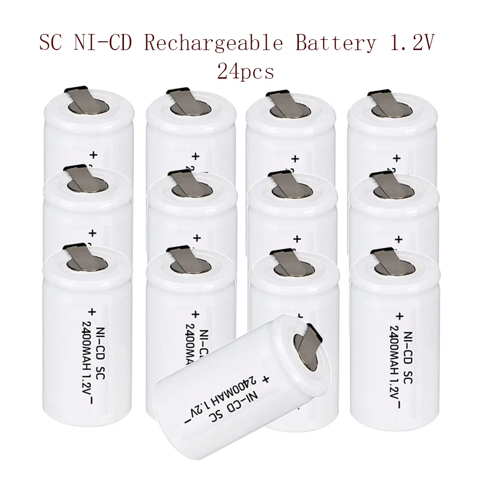 

SUB SC 2400mAh 24pcs 1.2V S C Sub C Ni-Cd Rechargeable Battey NiCd SUBC Cells Screwdriver Electric Drill Batteries Power Tool