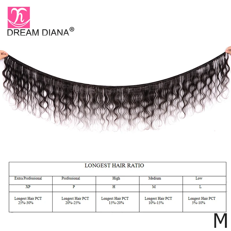 DreamDiana бразильские волнистые волосы пряди 3/4 шт. 10 &quot-30&quot естественный Цвет
