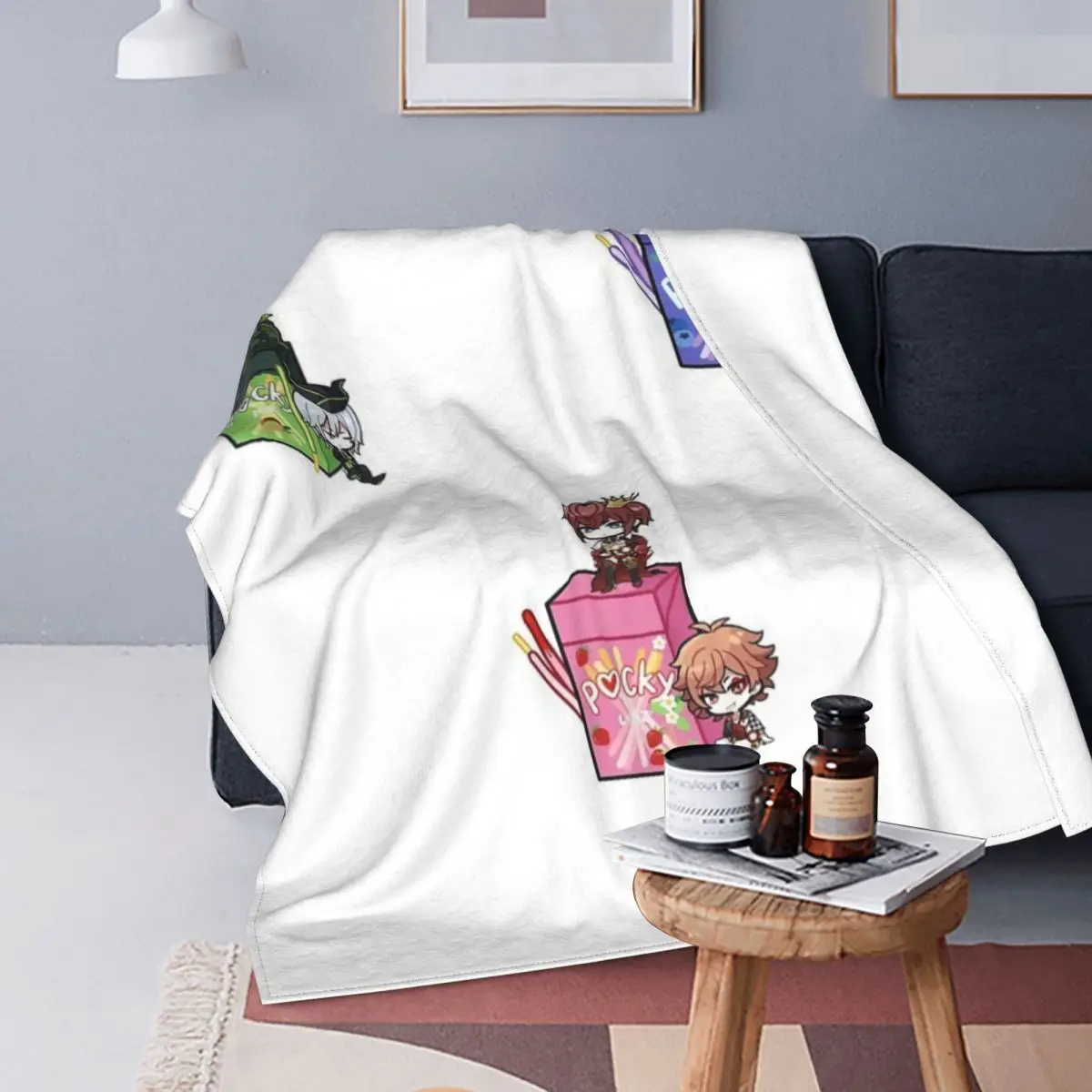 

Twisted Wonderland-Manta de cuadros para cama, cobertor doble de muselina, textil de lujo para el hogar, 4 personajes