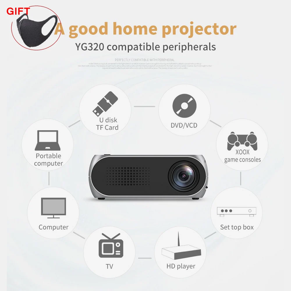 Светодиодный проектор 1080P домашний мини с динамиком для видео кинотеатр