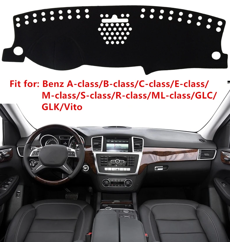 Черный автомобильный коврик для приборной панели Mercedes Benz A/B/C/E Class GLC GLK CLS GLE Vito GLS