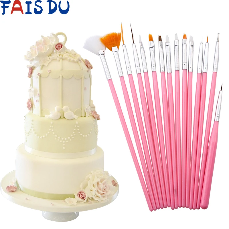 15 шт./компл. Fondant(сахарная) Кисть для смазывания торта своими руками для сладких изделий украшения выпечки Инструменты для декорирования жароустойчивая форма для выпечки Щетка Для Fondant(сахарная) картина