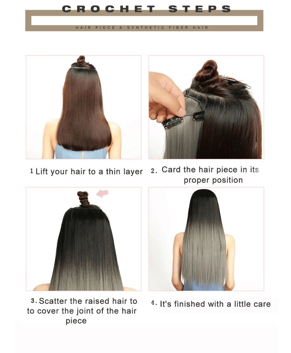 

Long Straight Synthetic Clip In Hair Extensions Chorliss Fake False Hair For Women Natural Blonde Black Brown Hairpieces 5Pcs