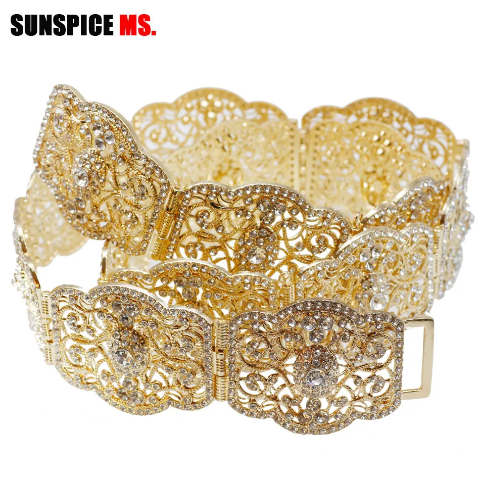 Sunspicems Хрустальный морокканский пояс для женщин Caftan свадебное платье ювелирные