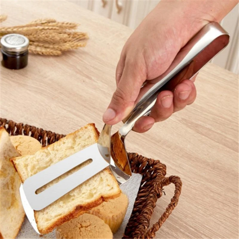 

Silver Stainless Steel Multifunctional Bread Clip Barbecue Clip Vegetable Clip Food Clip Home Camping Cooking Tool