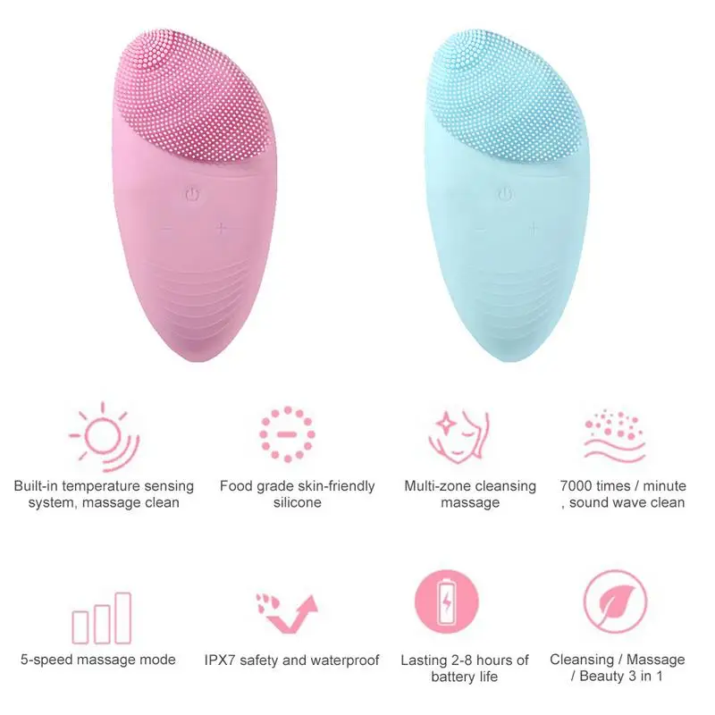 Силиконовый Очищающий Инструмент водостойкий для лица нагревающий очиститель