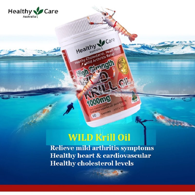 

Healthy Care Wild Krill Oil 1000mg 60Capsules Arthritis Osteoarthritis Cholesterol Heart Cardiovascular Health Joint mobility