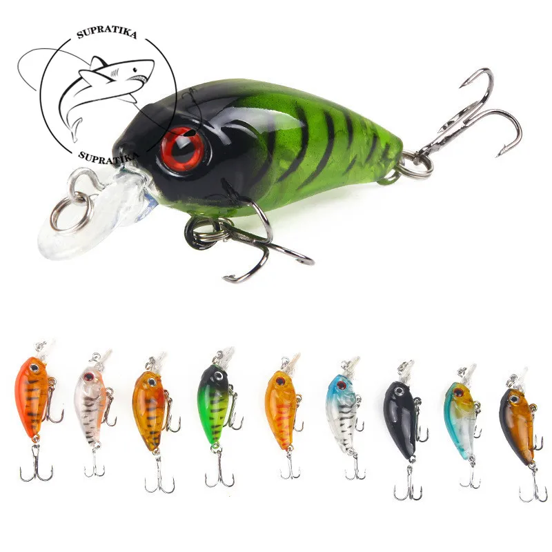 9Pcs/lot 4.5cm 3.5g Topwater Artificial Plastic 3D Eyes Minnow Wobbler Fishing Bait Lure Long tongue Striped | Спорт и развлечения