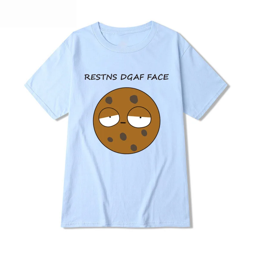 

Funny RESTNG DGAF FACE Letter Biscuits Cartoons Graphic T Shirts Men Women Summer Short Sleeve Teeshirt Homme Plus Size Tops