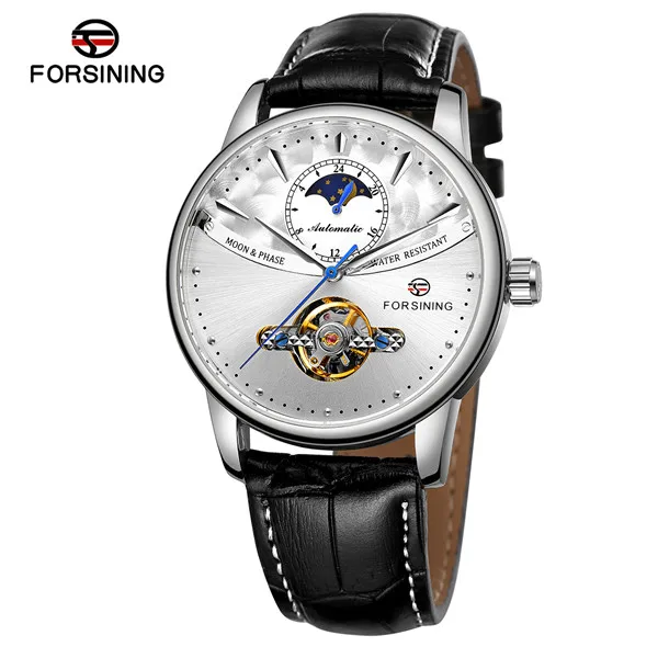 Классические Механические часы Forsining Blue Moon Phase, автоматические турбийон, мужские часы из натуральной кожи, мужские часы, Прямая поставка - Цвет: Type 9