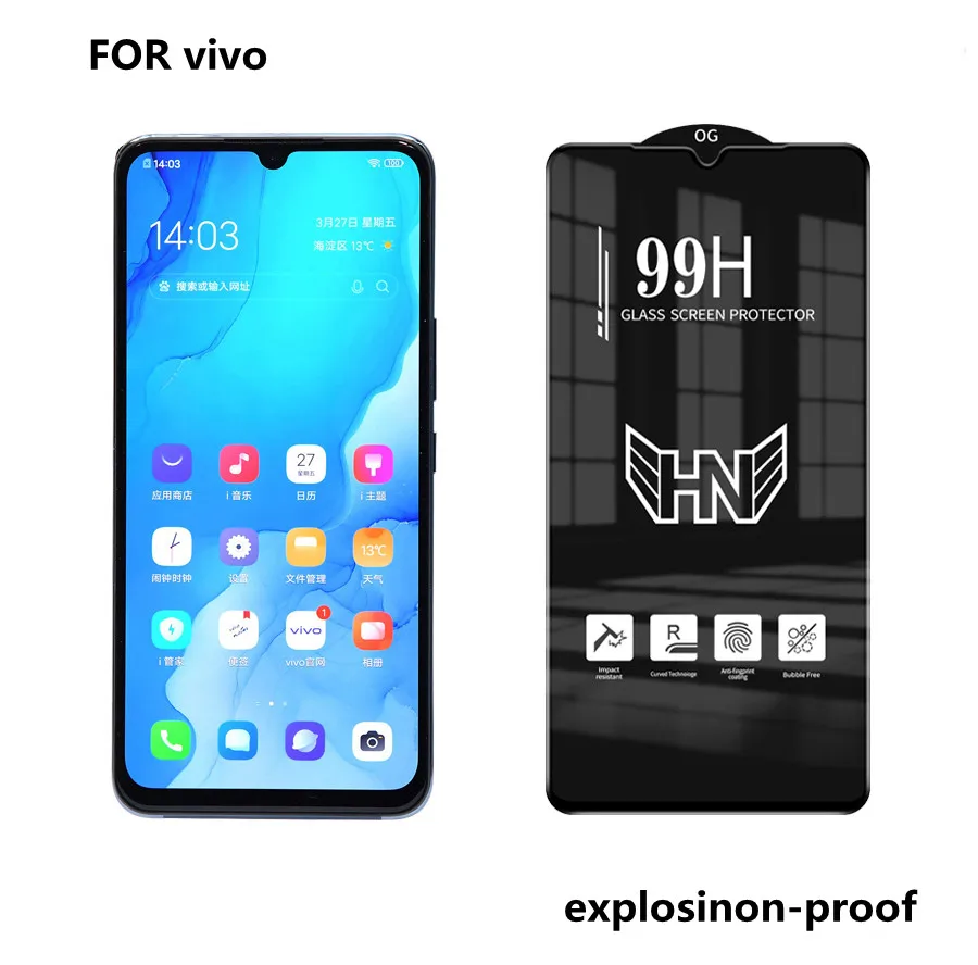 Закаленное стекло с полным покрытием экрана для vivo 99H s1 s5 x30 x30pro s6 x21 x23 x27 iqoo iqoo3 z6 10
