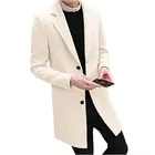 Белое зимнее шерстяное длинное пальто, мужские модные облегающие тренчи, Мужское пальто 10 цветов на выбор, Мужское пальто 5xl