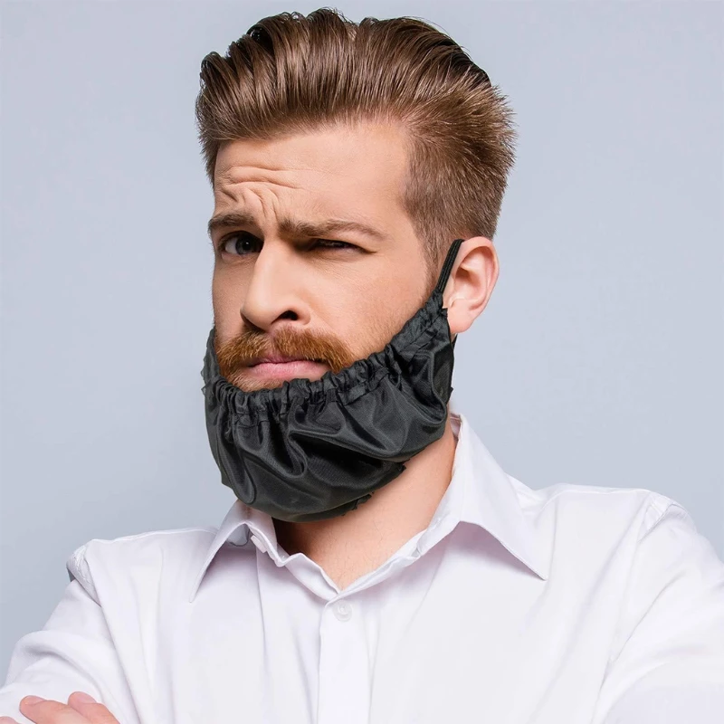 

1Pc Mens Black Beard Bandana Cover Facial Apron Guard Cap Blocking Droplets Bedtime Bib Bonnet Rag Protector with Elastic GXMC