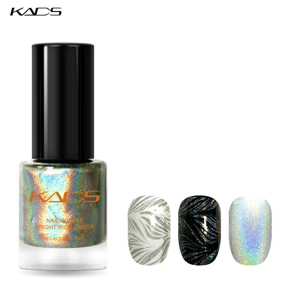 

KADS New 9.5ml Two in one Nail Polish & stamp polish Laser silver branded nail polish For nail polish designs