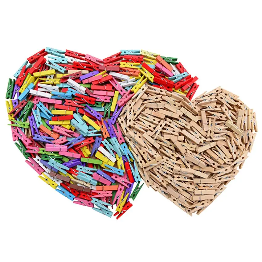 

50PCs Memo Postcard Photo Clip Random Coloful Patinting Wood Clip for sheets DTY Clothespin Craft Decor Clips Pegs