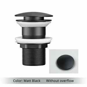 bathroom basin sink drains pop up button drainer waste stopper strainer matt black bathroom accessories free global shipping