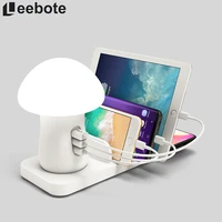mushroom led light multi port 40w usb charging station dock qc 3 0 quick charge usb wireless charger for iphone for samsung