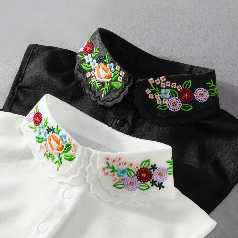 

Embroidered shirt false collar Female lapel shirt collar chiffon fake collar all-match decorative collar