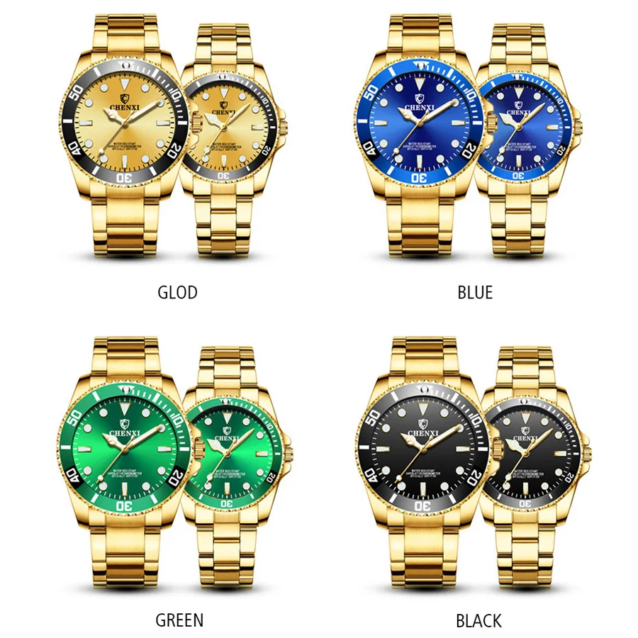 CHENXI роскошные золотые мужские часы зеленые наручные для мужчин RX повседневные