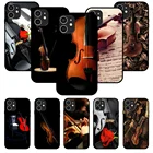 Чехол для телефона iPhone 11 12 8 Plus Mini Pro X XR XS Max 4 5 7 6 6S 8 SE, черный чехол с музыкальной скрипкой, гитарой