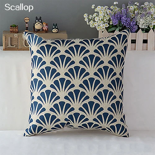 Наволочка из натурального льна с геометрическим рисунком декоративная