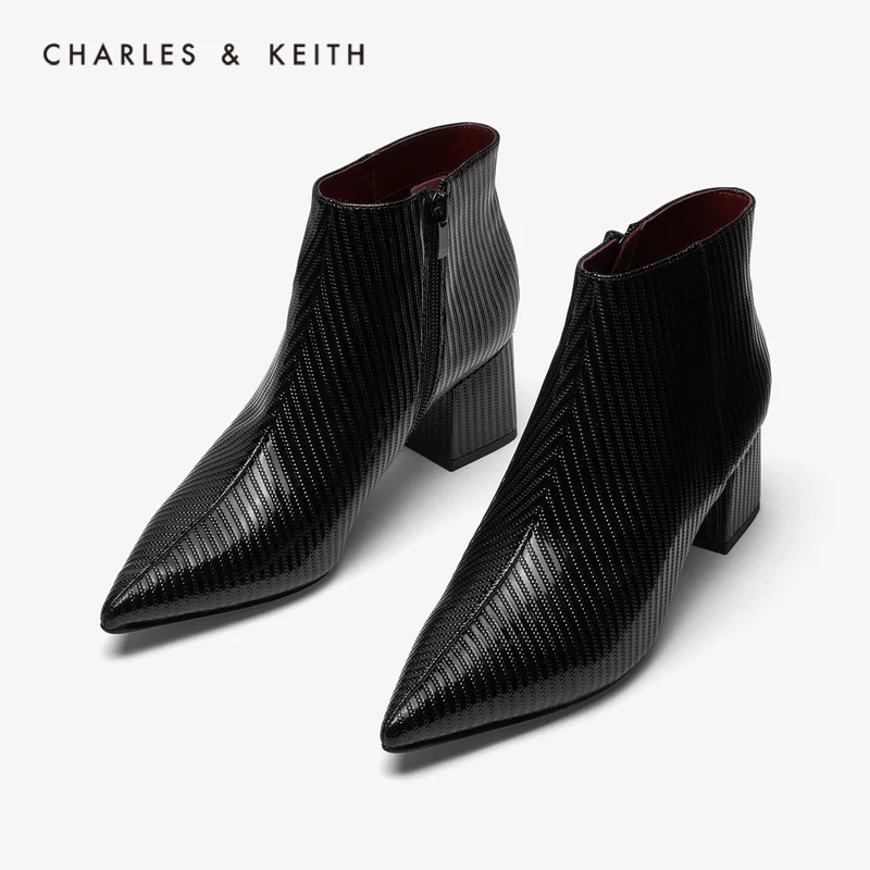 CHARLES＆KEITH Новинка 2020 CK1 91680062Женские ботинки на высоком каблуке Острый Носок