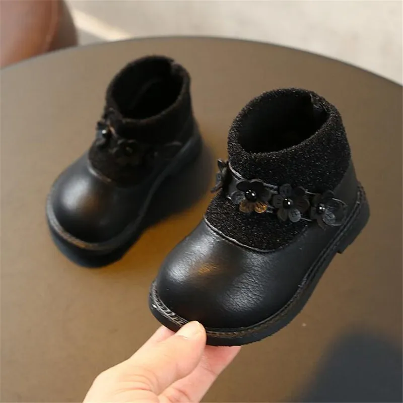 Weoneit/Обувь для малышей сезон осень-зима кожаная обувь маленьких девочек с цветами