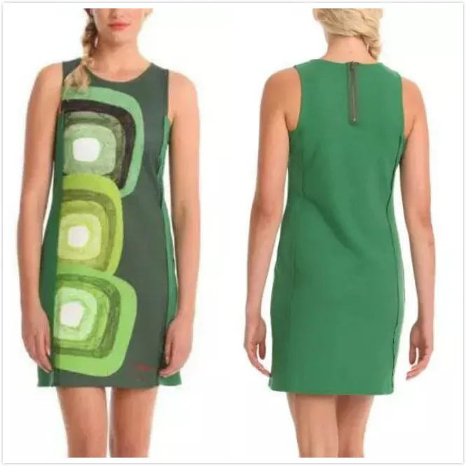 Испанское Платье с принтом без рукавов топ платье платья элегантное