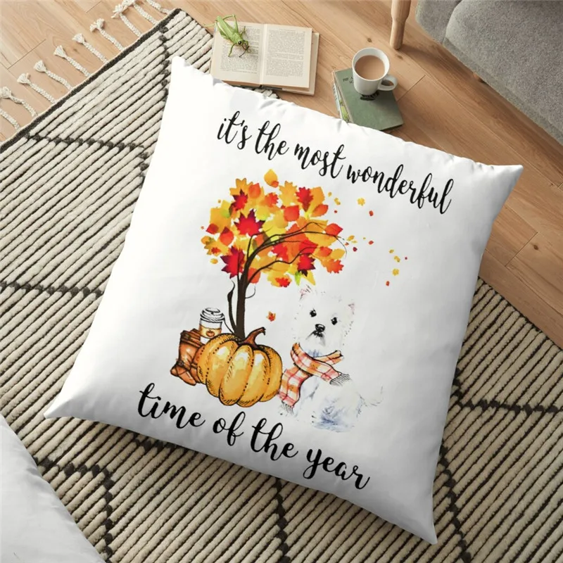 

Backrest Its The Most Wonderful Time Of The Year Cushion Cover Halloween 45*45cm throw Pillow Case Cushion Decorative for home