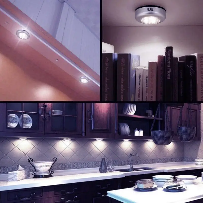 

Wireless 3 LED Cabinet White Light Closet Lamp Car Inside Bulb Battery Sticker