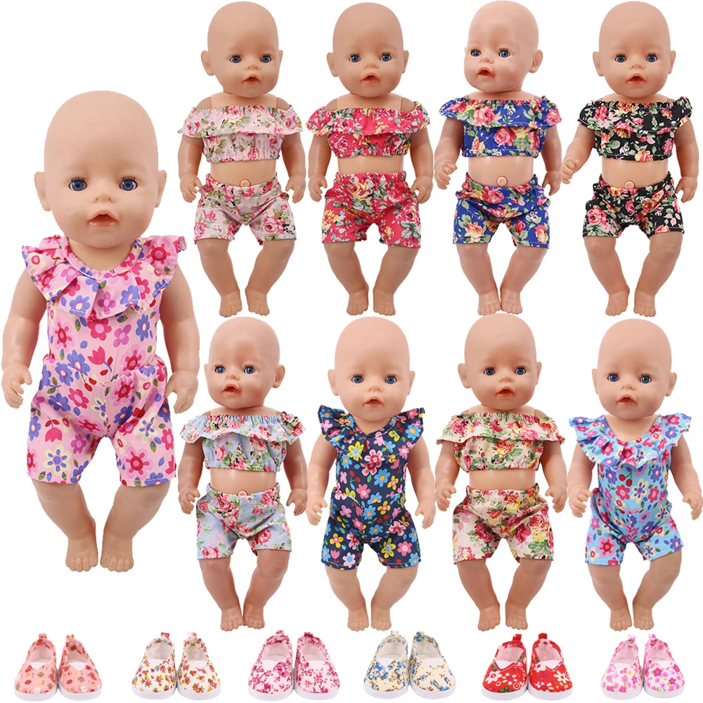 

Одежда для новорожденных кукла парусиновая обувь цветочный пасторальный стиль подходит для 43 см куклы новорожденных и 18-дюймовая американ...