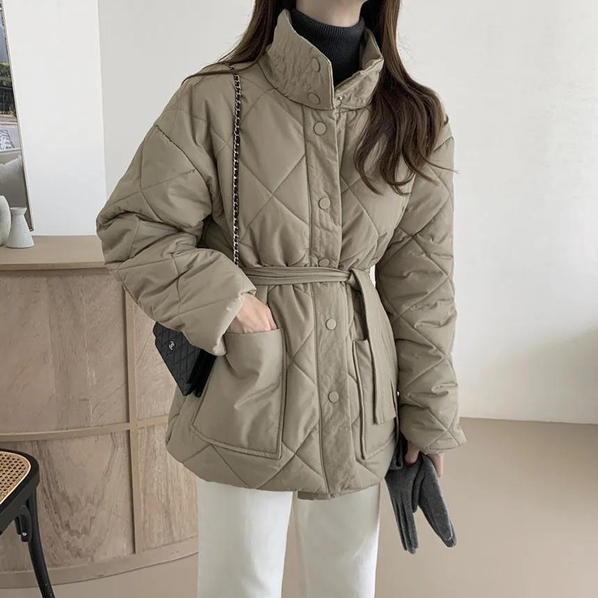 

HziriP 2021 New Thick Warm Winter Coat Women Elegant Single Breasted Stand-up Collar Elegant Office Wear Jacket Female Overcoat
