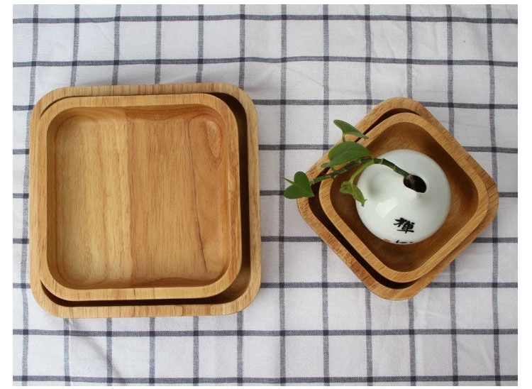 

Square wooden bowl Japanese large household oak tableware fall proof fruit dessert salad pickle Bowl Restaurant