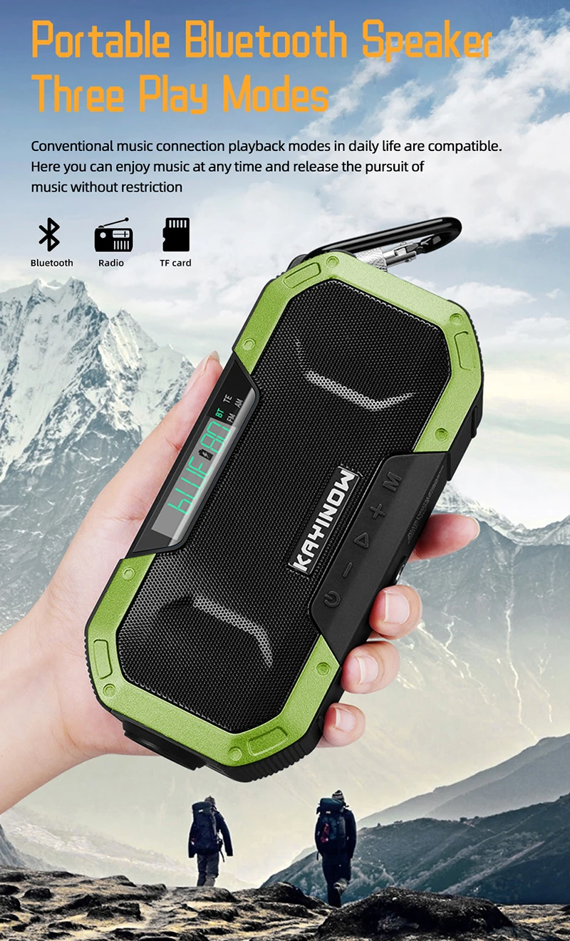 Портативный ручной динамический радиоприемник на солнечной батарее Bluetooth