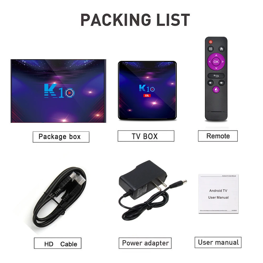 ТВ-приставка K10 Android 9 0 Amlogic S905X3 8K UHD 4K 2 4/5G двухдиапазонный Wi-Fi 1000 Мбит/с LAN Youtube |