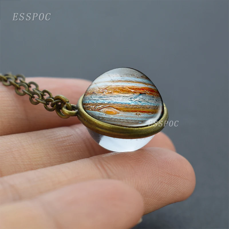 Ожерелье с восьми планетами космическим стеклянным шариком Юпитер солнце земля