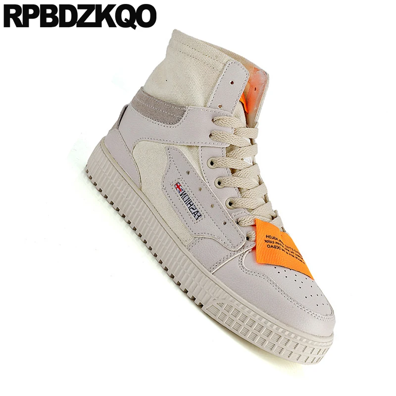 Ботинки мужские на толстой подошве дизайнерские холщовые кроссовки высокая