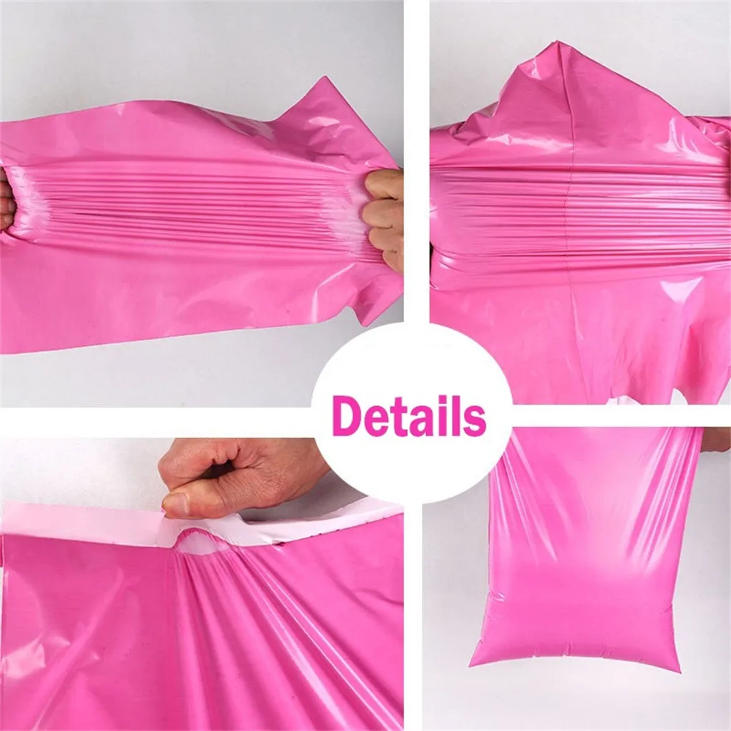 

100Pcs Pink Courier Bags Multiple Frosted Self-Seal Adhesive Storage Bag Waterproof Thick Envelope Mailer Postal Mailing Bag#2
